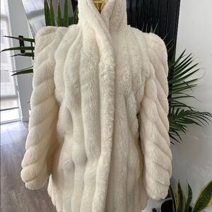 Vintage Cream Faux Fur Coat